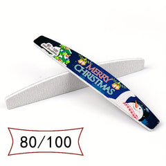 25 Pcs Christmas Printed Fingernail Files Double Sided Polishing Nail Art