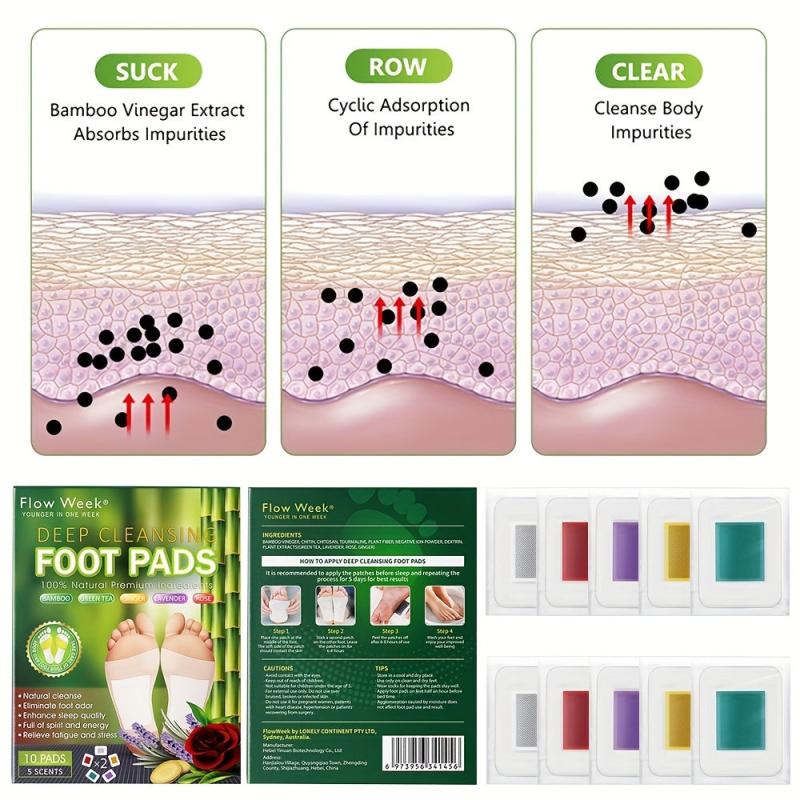 Deep Cleansing Foot Pads with Bamboo Vinegar & Ginger Powder for Foot Care
