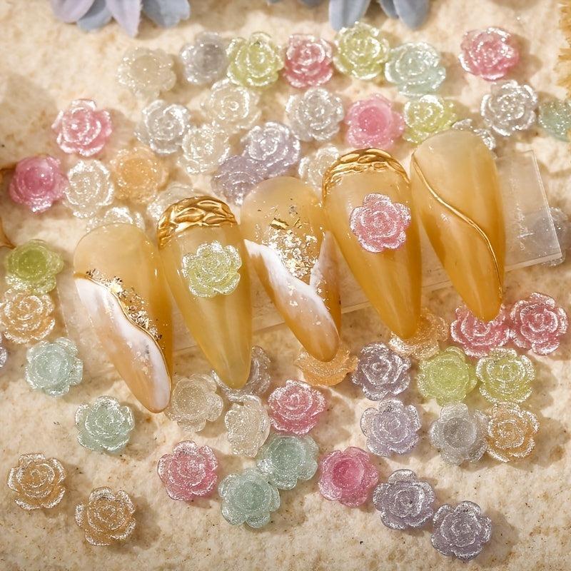 50pcs 3D Camellia Rose Nail Art Charms Flower Nail Art Accessories