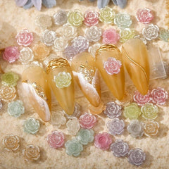 50pcs 3D Camellia Rose Nail Art Charms Flower Nail Art Accessories