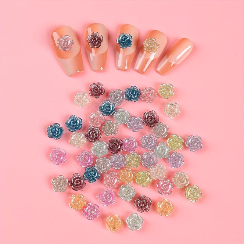 50pcs 3D Camellia Rose Nail Art Charms Flower Nail Art Accessories