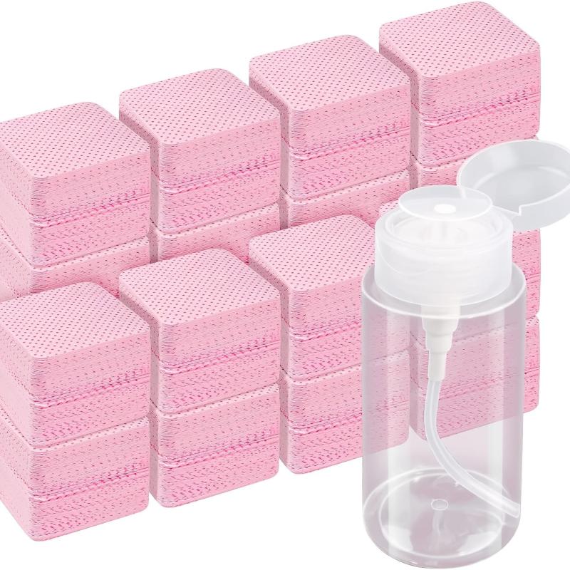 Pink Nail Wipes with Pump Dispenser for Extensions and Polish Removal