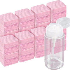 Pink Nail Wipes with Pump Dispenser for Extensions and Polish Removal