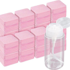 Pink Nail Wipes with Pump Dispenser for Extensions and Polish Removal