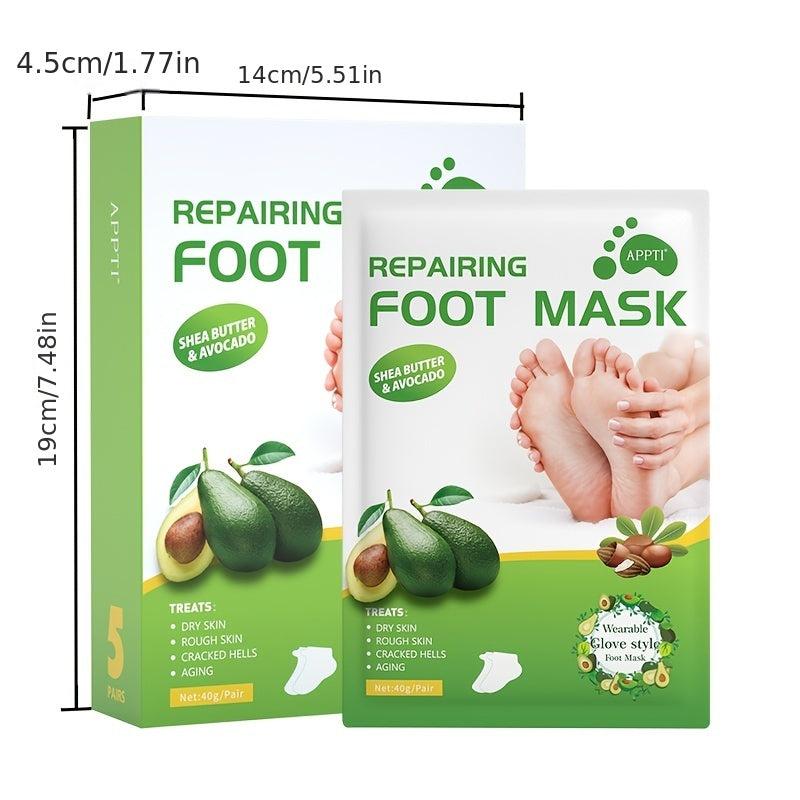 5 Pairs Shea Butter & Avocado Foot Mask with Niacinamide