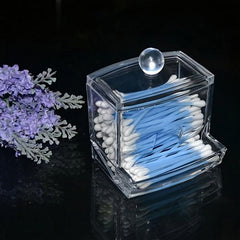 Clear Acrylic Pattern Box Makeup Cotton Storage Cosmetic Swabs Holder