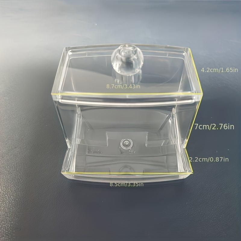 Clear Acrylic Pattern Box Makeup Cotton Storage Cosmetic Swabs Holder