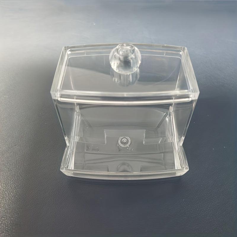 Clear Acrylic Pattern Box Makeup Cotton Storage Cosmetic Swabs Holder