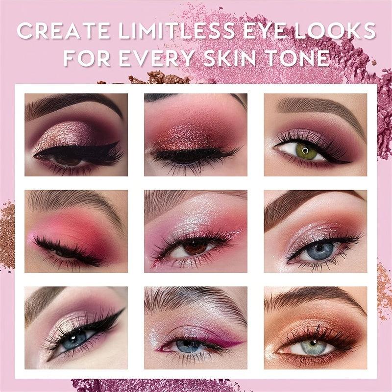 Desert Rose Eyeshadow Palette Brown Pink Purple Pearly Matte Glitter Finish