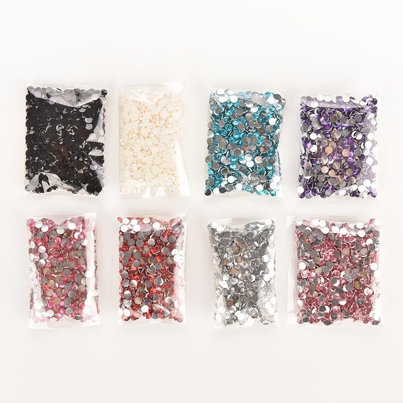 1000 Pcs Clear AB Flatback Rhinestones Round Beads For Nail Art