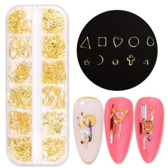 800pc Nail Charms Studs Beads Rivet Decals Moon Stars Set with Tweezers