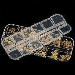 800pc Nail Charms Studs Beads Rivet Decals Moon Stars Set with Tweezers