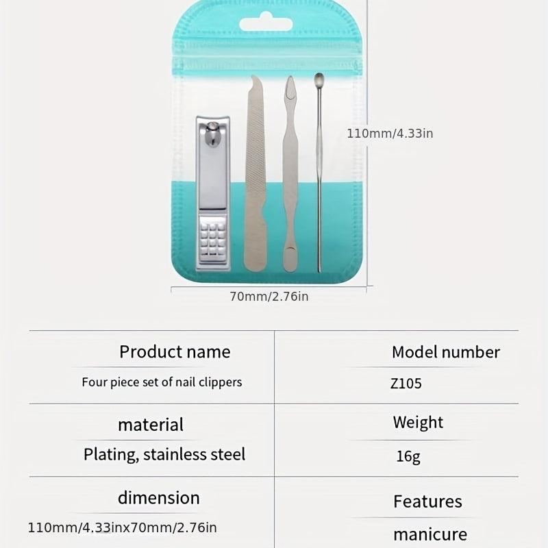 Stainless Steel Nail Clipper Set with Manicure Kit & Ear Pick