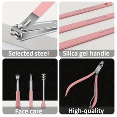 Stainless Steel Nail Clippers Pedicure Kit with Portable Bag