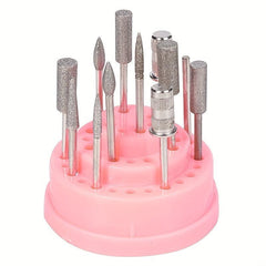 Nail Art Drill Bit Holder 48 Holes Acrylic Cover Box Exhibition Stand Displayer