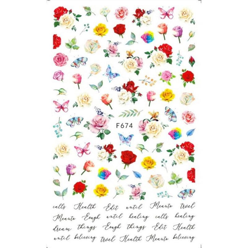 Floral Nail Art Stickers Decals DIY Manicure French Tips