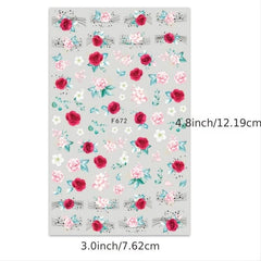 Floral Nail Art Stickers Decals DIY Manicure French Tips