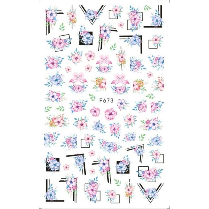 Floral Nail Art Stickers Decals DIY Manicure French Tips