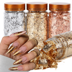 Golden Silver Rose Goden Foil Nail Art Holographic Aluminum Nail Foil Flakes