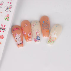 Easter Nail Art Stickers Decals Self Adhesive Rabbit Nail Supplies