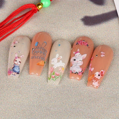 Easter Nail Art Stickers Decals Self Adhesive Rabbit Nail Supplies