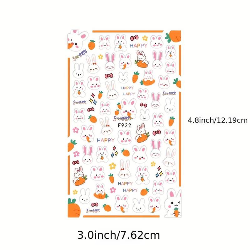 Easter Nail Art Stickers Decals Self Adhesive Rabbit Nail Supplies
