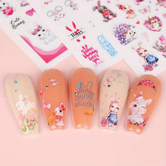 Easter Nail Art Stickers Decals Self Adhesive Rabbit Nail Supplies