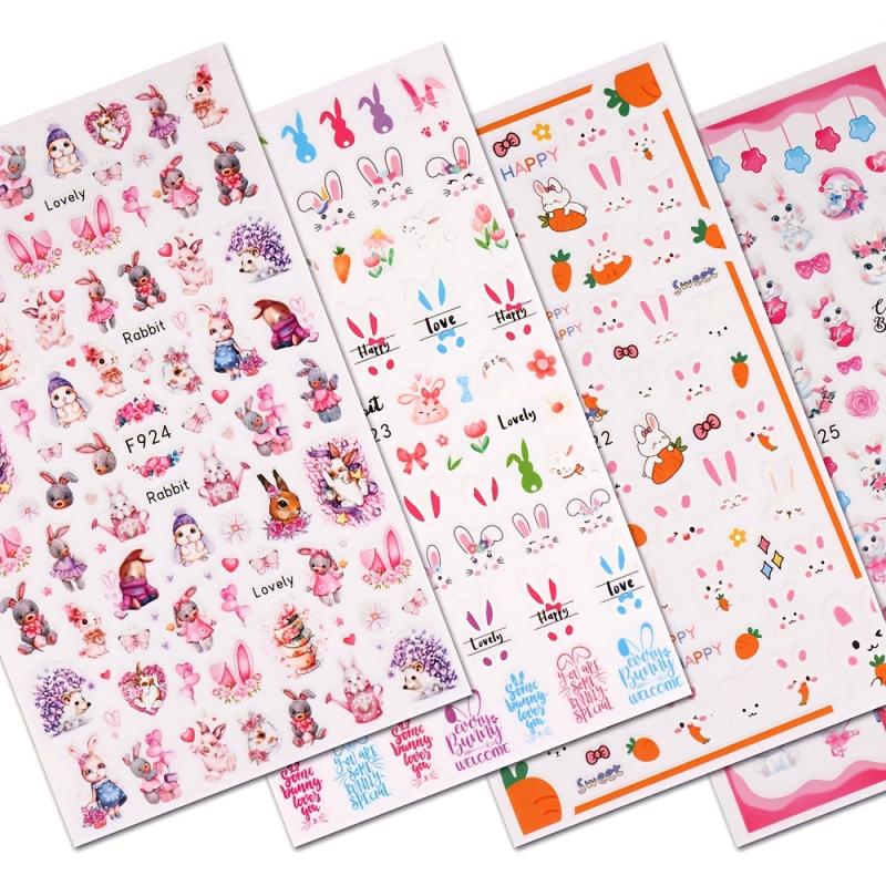 Easter Nail Art Stickers Decals Self Adhesive Rabbit Nail Supplies