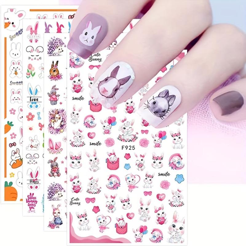 Easter Nail Art Stickers Decals Self Adhesive Rabbit Nail Supplies