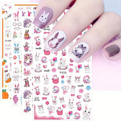 Easter Nail Art Stickers Decals Self Adhesive Rabbit Nail Supplies