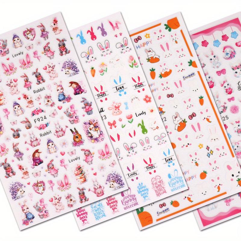 Easter Nail Art Stickers Decals Self Adhesive Rabbit Nail Supplies