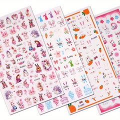 Easter Nail Art Stickers Decals Self Adhesive Rabbit Nail Supplies