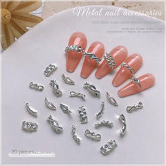 20 pcs 3D DIY Nail Art Braided Twist Metal Ornaments Alloy Nail Accessories