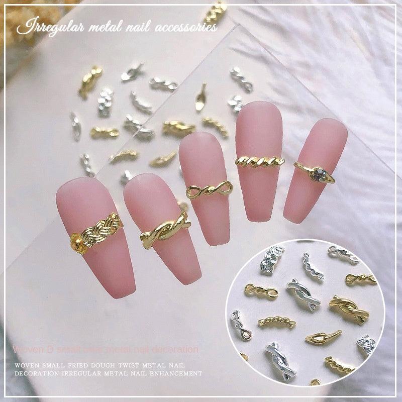 20 pcs 3D DIY Nail Art Braided Twist Metal Ornaments Alloy Nail Accessories