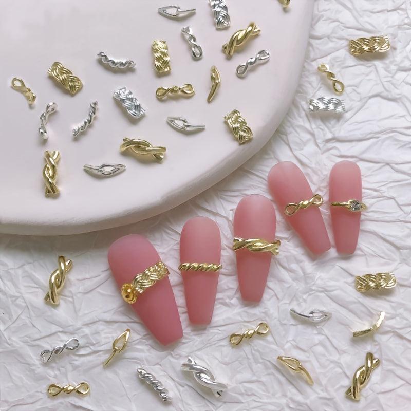 20 pcs 3D DIY Nail Art Braided Twist Metal Ornaments Alloy Nail Accessories