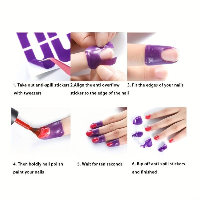 10pcs Anti Spill Nail Polish Protector Stickers for DIY Nail Art