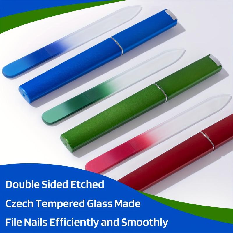 3 Pack Glass Nail File Crystal Fingernail Files Set Double Sided Nail Files