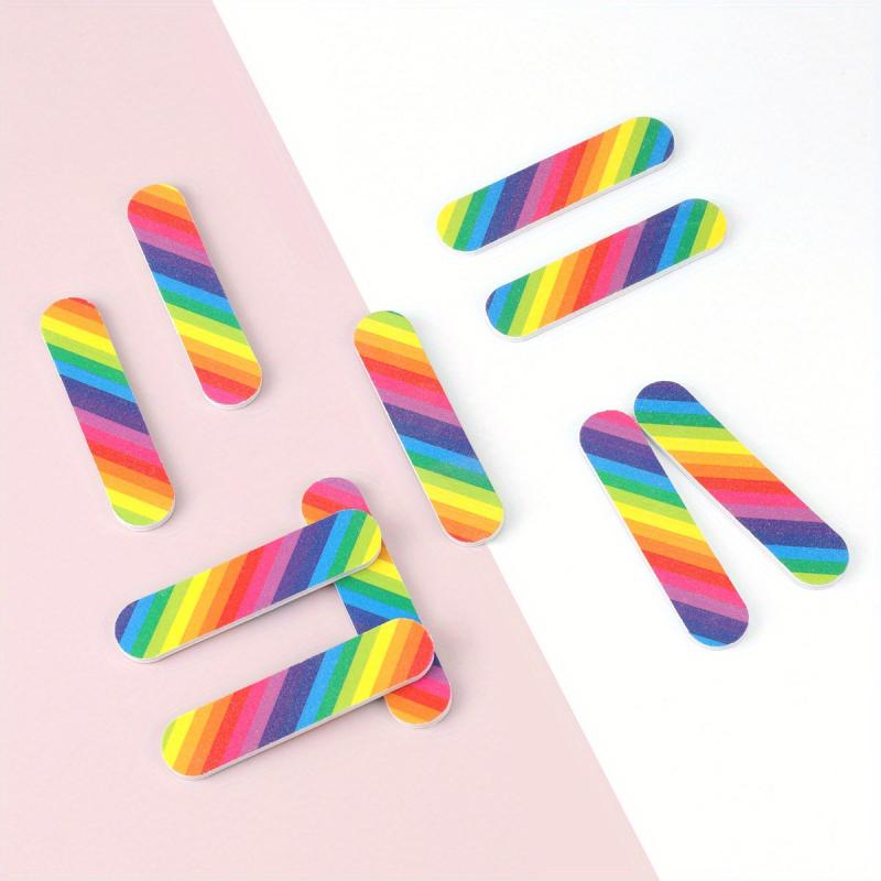 10 Pcs Rainbow Nail File For Toenails Manicure Polishing Rubbing Strip