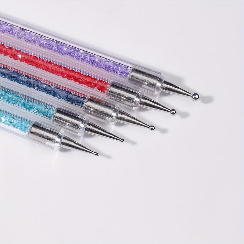 5 Double Ended Nail Art Brush Set for Salon Manicures
