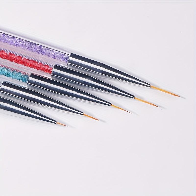 5 Double Ended Nail Art Brush Set for Salon Manicures