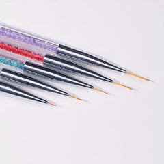 5 Double Ended Nail Art Brush Set for Salon Manicures