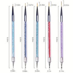 5 Double Ended Nail Art Brush Set for Salon Manicures
