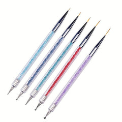 5 Double Ended Nail Art Brush Set for Salon Manicures