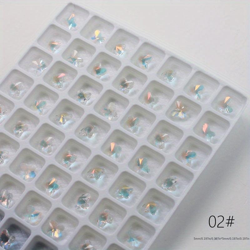 10pcs 120pcs Aurora Rhinestone Nail Art Charms Heart Square Crystal Gems