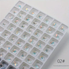 10pcs 120pcs Aurora Rhinestone Nail Art Charms Heart Square Crystal Gems