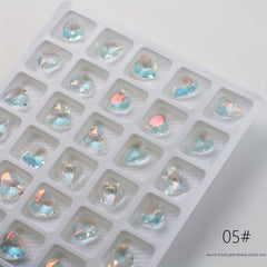 10pcs 120pcs Aurora Rhinestone Nail Art Charms Heart Square Crystal Gems