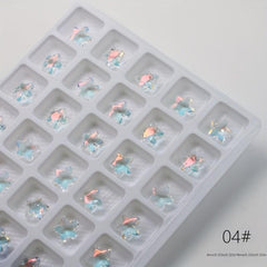 10pcs 120pcs Aurora Rhinestone Nail Art Charms Heart Square Crystal Gems