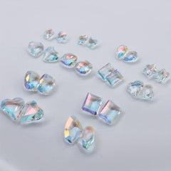 10pcs 120pcs Aurora Rhinestone Nail Art Charms Heart Square Crystal Gems