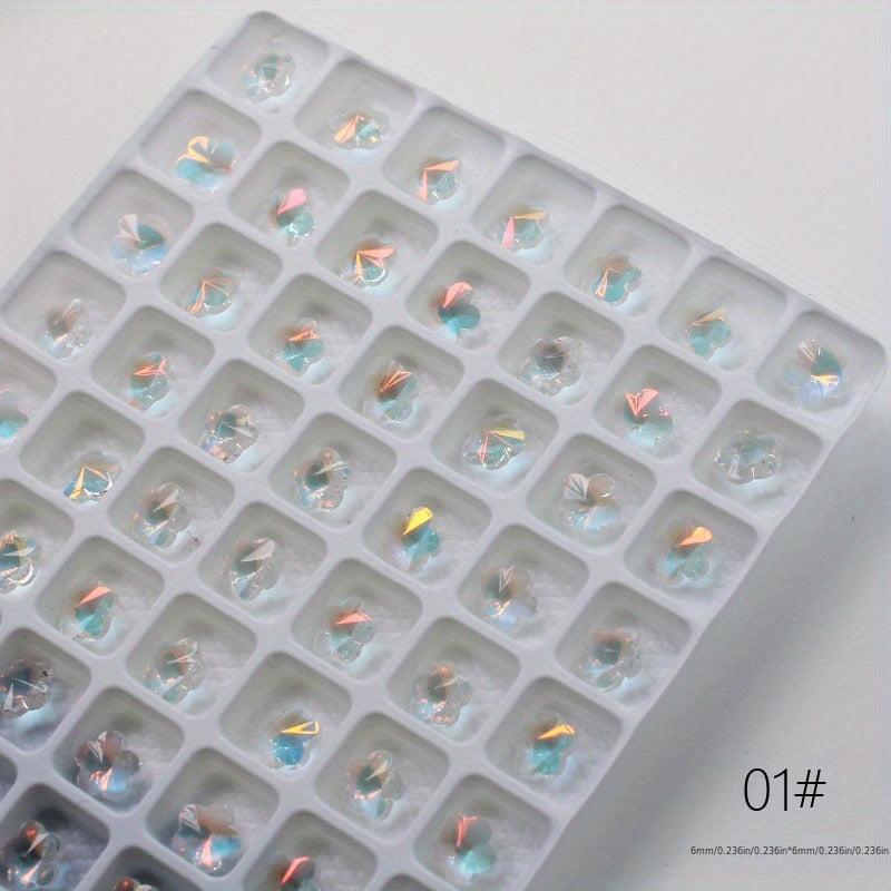 10pcs 120pcs Aurora Rhinestone Nail Art Charms Heart Square Crystal Gems