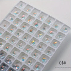 10pcs 120pcs Aurora Rhinestone Nail Art Charms Heart Square Crystal Gems